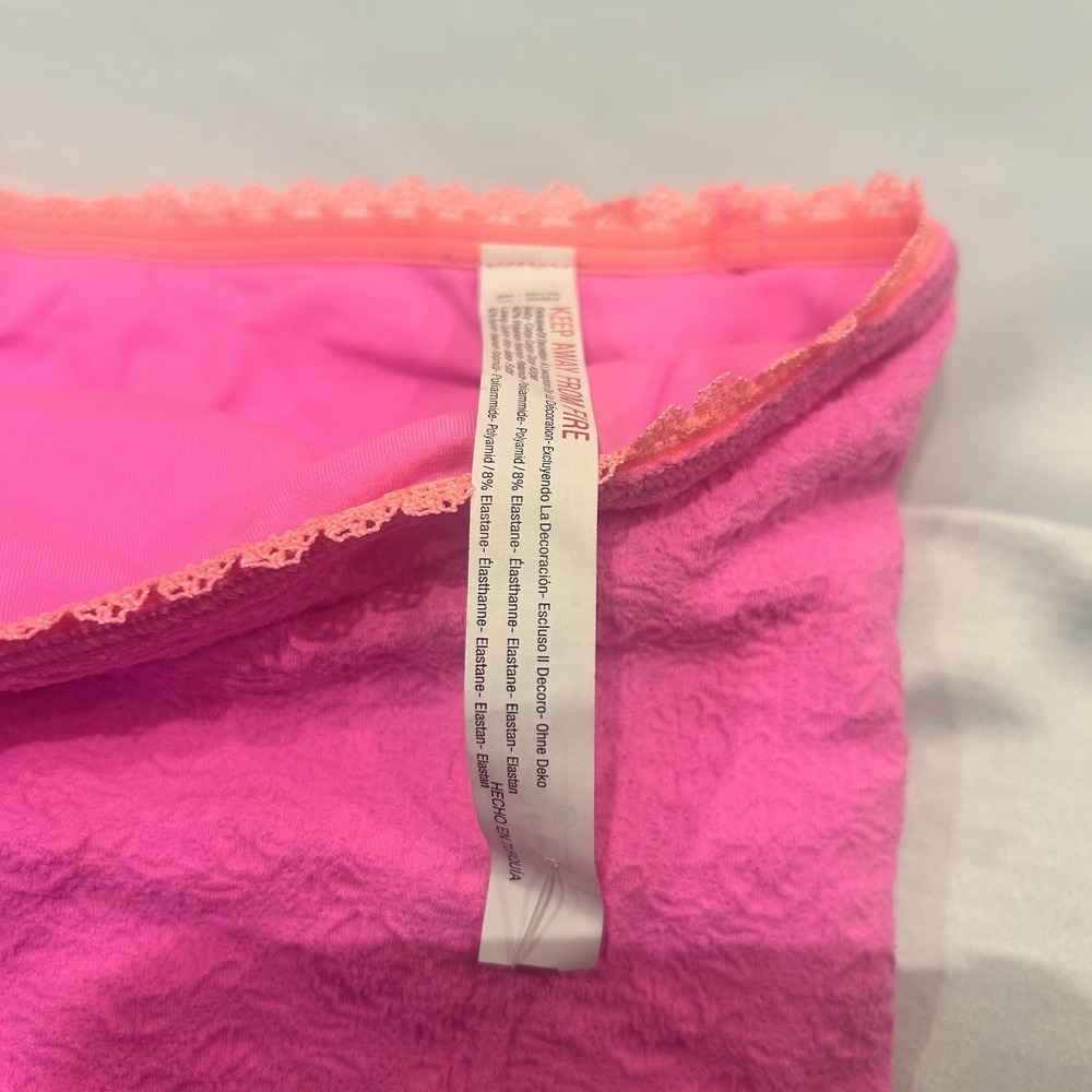 Free People Intimately Hot Pink Orange Trim Tube Top Bandeau Texture M/L MSRP 38 - Picture 5 of 9